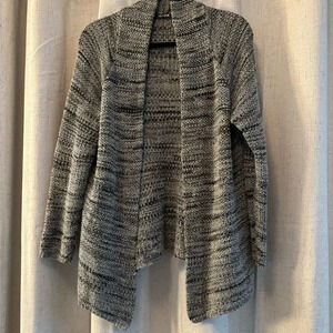 NIC+ZOE Open Cardigan Sweater. Black and Gray Marled Pattern. Size L.